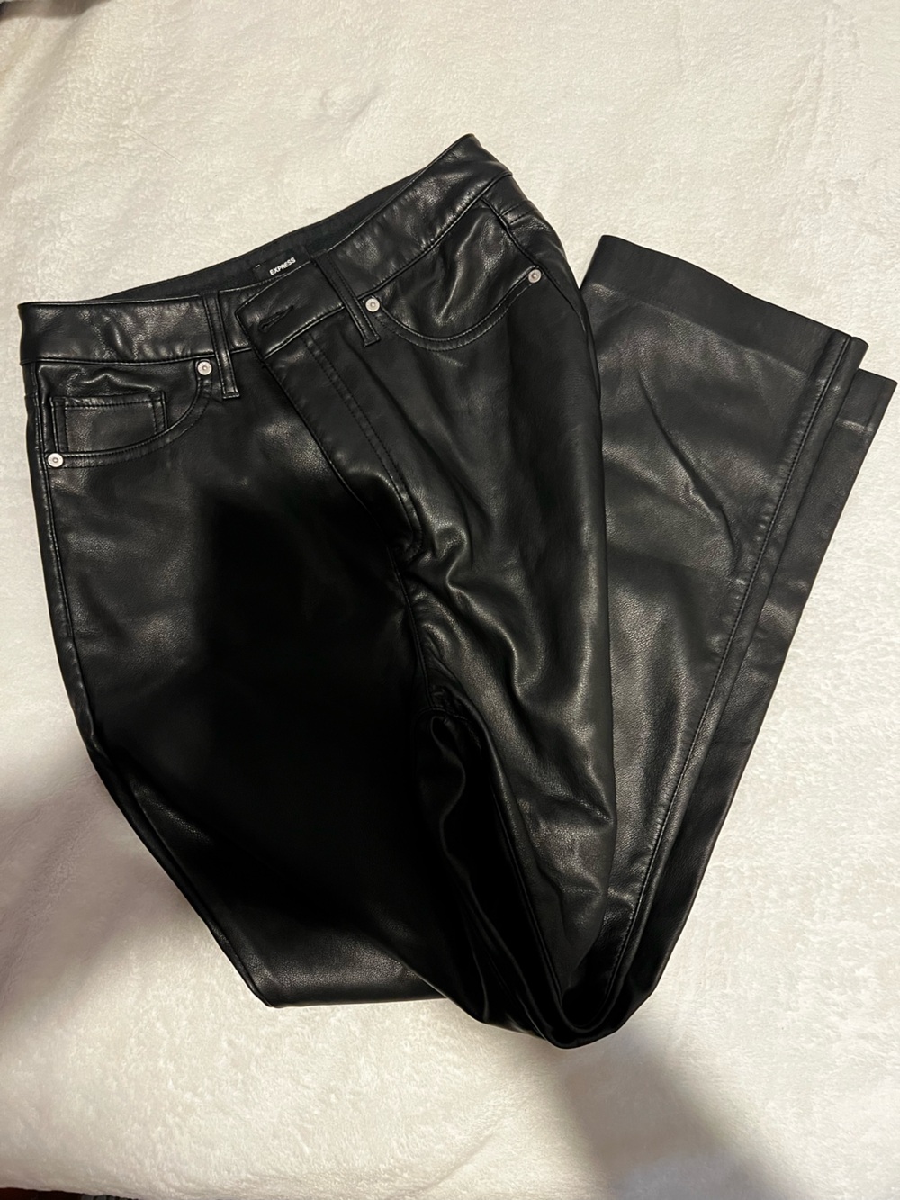 Express Black Faux Leather Skinny Jeans